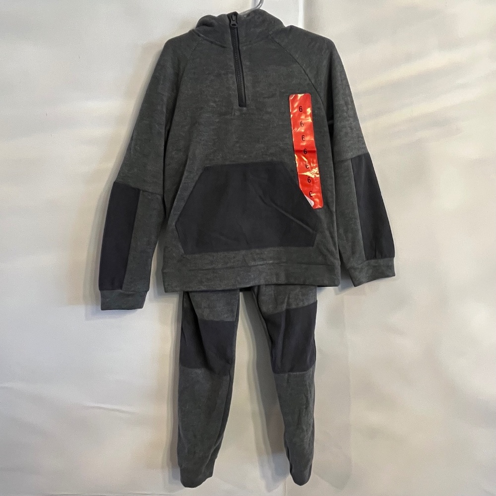 Andy & Evan 2- Piece Boys Set Pants and 1/4 zip Pullover Gray Size 6 New w/ Tags